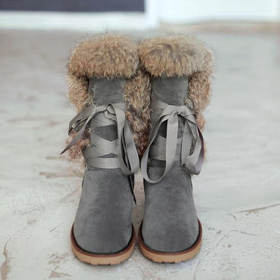 Real Rabbit Fur Flat Ankle Boots - TheFashionwiz