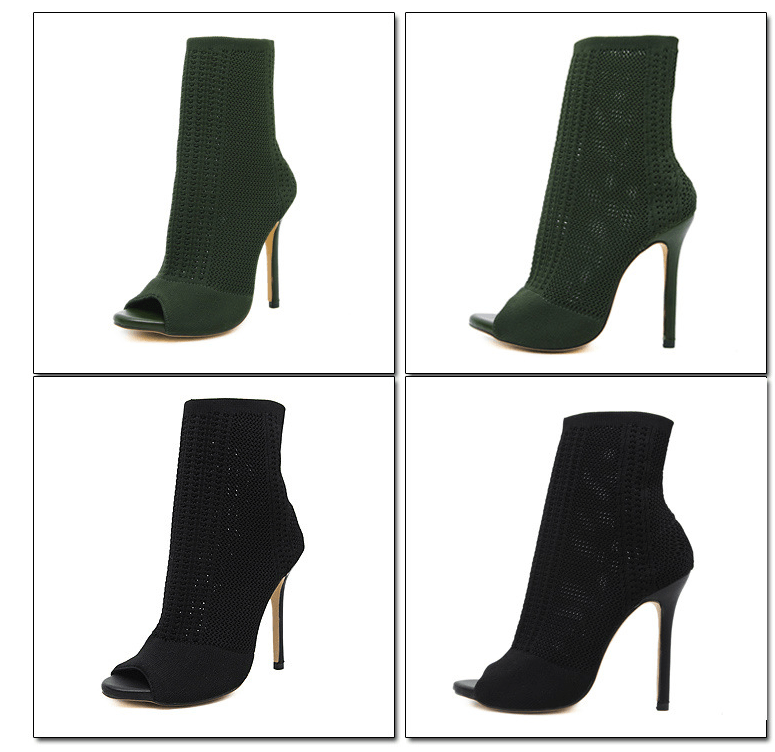 Open-toe knit stiletto heels - TheFashionwiz