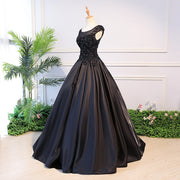 Black Satin Evening Gown and Quinceanera Dress