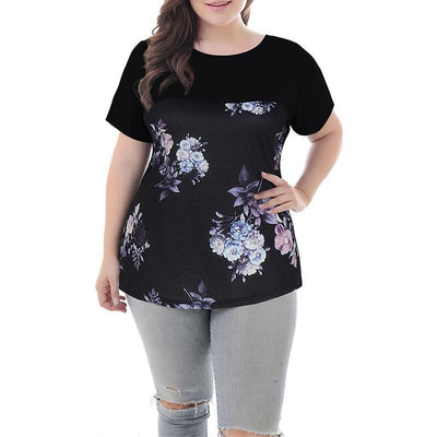 Plus Size Womens  Loose Sleeve Print T-shirt - TheFashionwiz