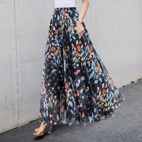 Boho Floral Print Chiffon Skirt - TheFashionwiz