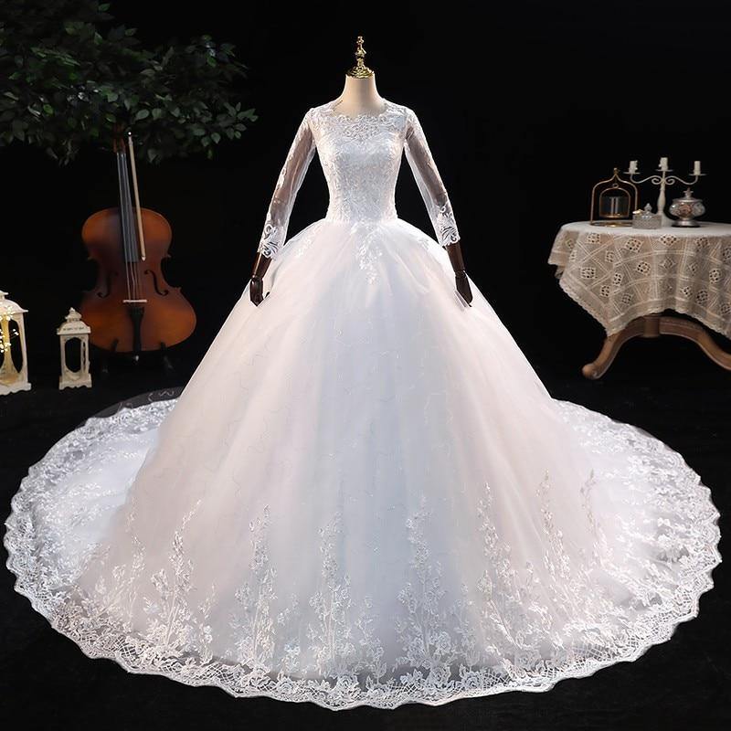 Elegant Three Quarter Sleeve Luxury Wedding Dress - TheFashionwiz