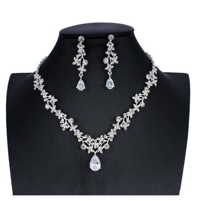 Fashion Silver Color Necklace Earring Set for Women - TheFashionwiz