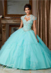 Organza Crystals Beaded Ruffles Formal Gown and Quinceanera and Bridesmaid Dress - TheFashionwiz