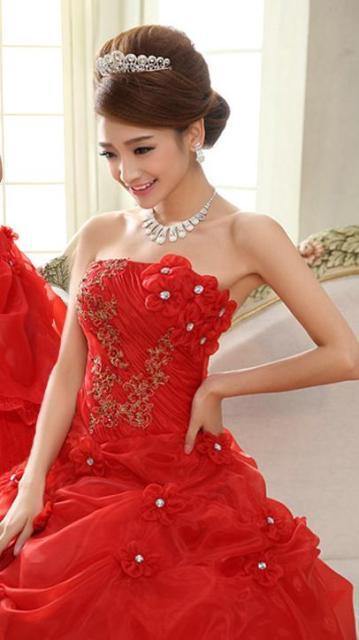 Tiered  Floor Length Strapless Ball Gown, Quinceanera and Formal Dress - TheFashionwiz
