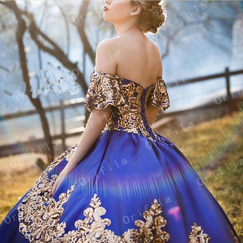 Royal Blue Sequined Sparkly Lace Quinceanera Formal Dress - TheFashionwiz