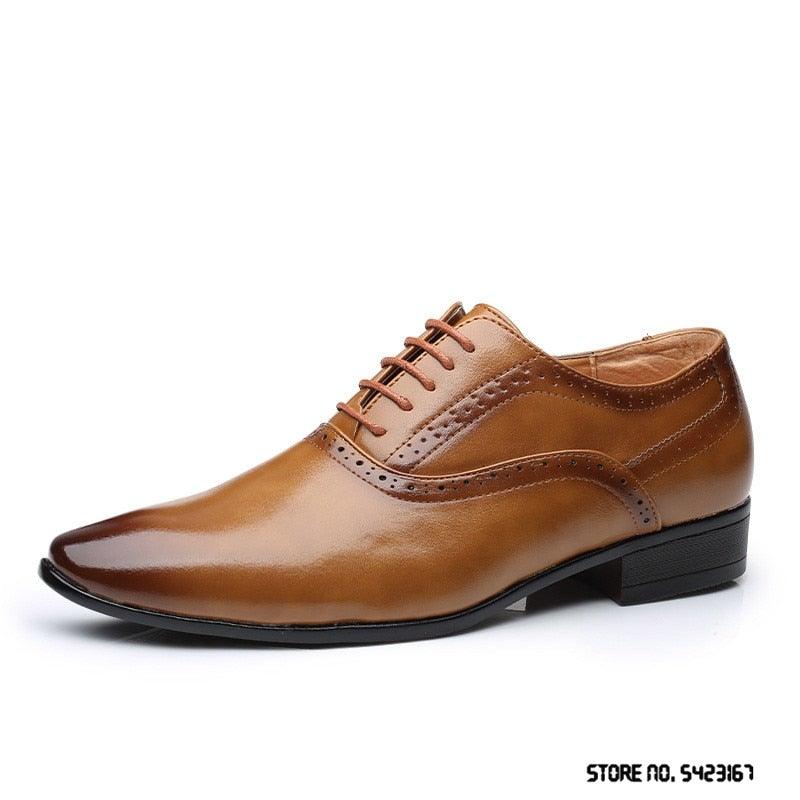 Luxury Retro Pointed Brown Leather Dress Shoes - TheFashionwiz